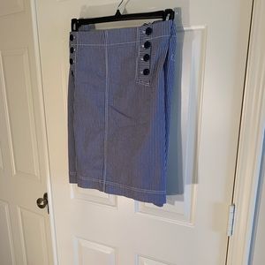 Talbots blue/white striped seersucker skirt